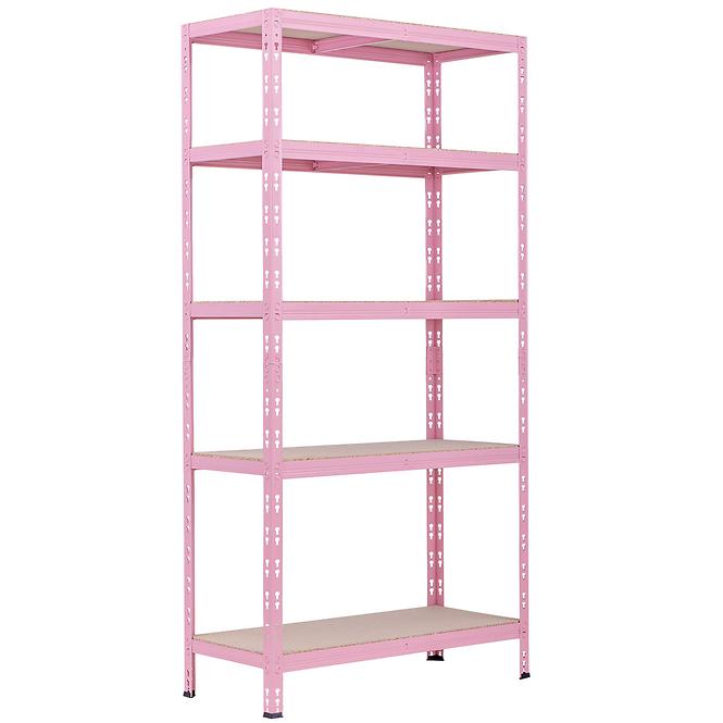 Kovový regál RNDU30-5 ružový 180x90x30cm - 5 polic/175kg,2