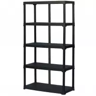 Regál plastový T100/5 čierny 176x100x45 cm – 5 políc/40kg