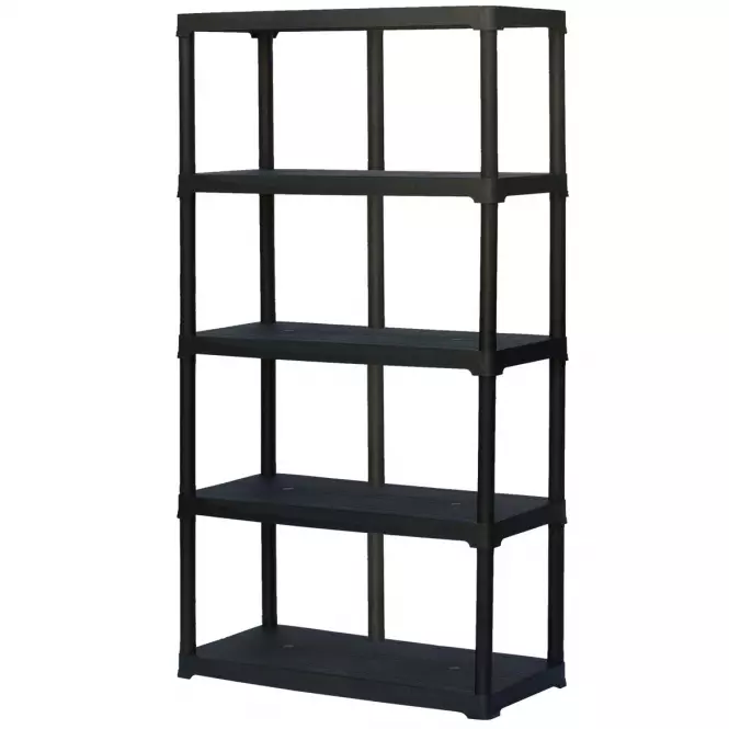 Regál plastový T100/5 čierny 176x100x45 cm – 5 políc/40kg