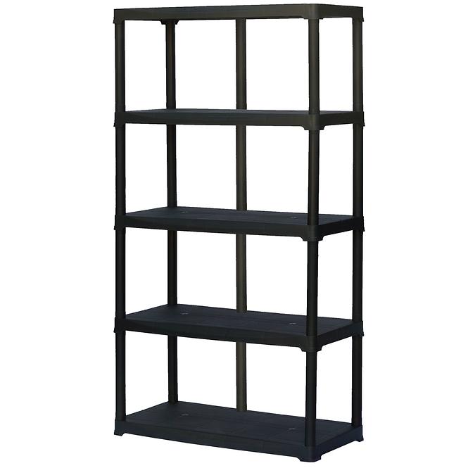 Regál plastový T100/5 čierny 176x100x45 cm – 5 políc/40kg