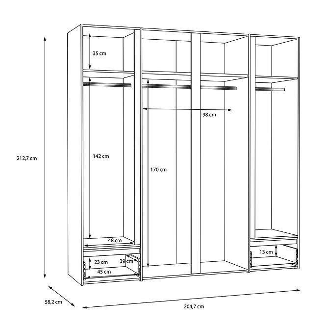 Skriňa Whiteheaven 205 cm LNBS3411B-M216 s osvetlením