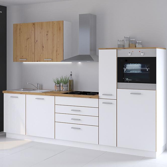 Kuchynská linka Blacky ll biely/dub artisan 280 s vrcholom,2