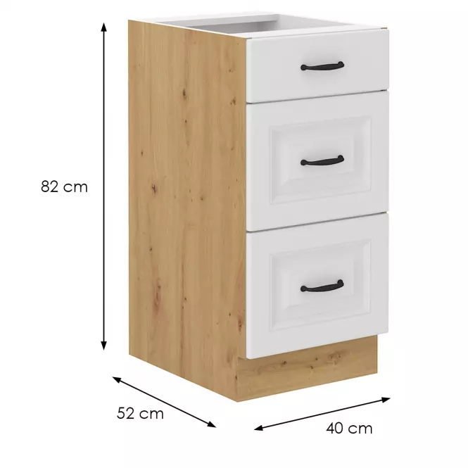 Kuchynská skrinka Stilo biela matná/artisan 40D 3S BB,2