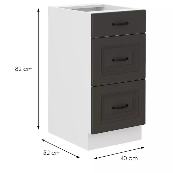 Kuchynská skrinka Stilo grafit matná/biela 40D 3S BB