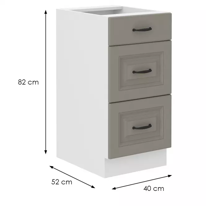 Kuchynská skrinka Stilo claygrey/biela 40D 3S BB
