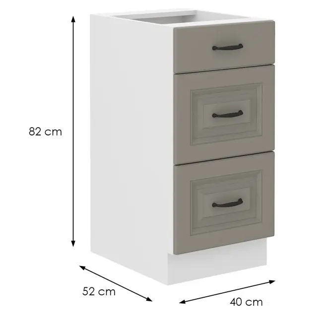 Kuchynská skrinka Stilo claygrey/biela 40D 3S BB,2
