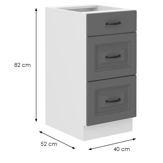 Kuchynská skrinka Stilo dustgrey/biela 40D 3S BB