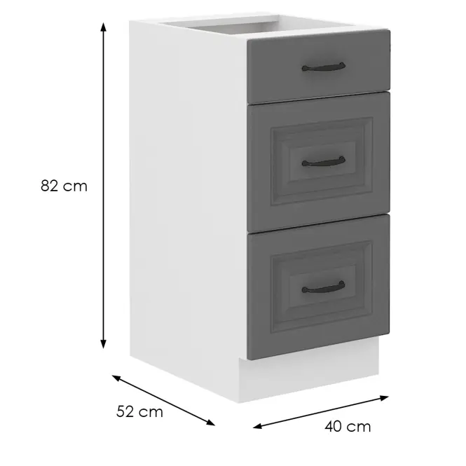 Kuchynská skrinka Stilo dustgrey/biela 40D 3S BB,2
