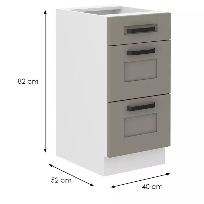 Kuchynská skrinka Luna claygrey/biela 40D 3S BB