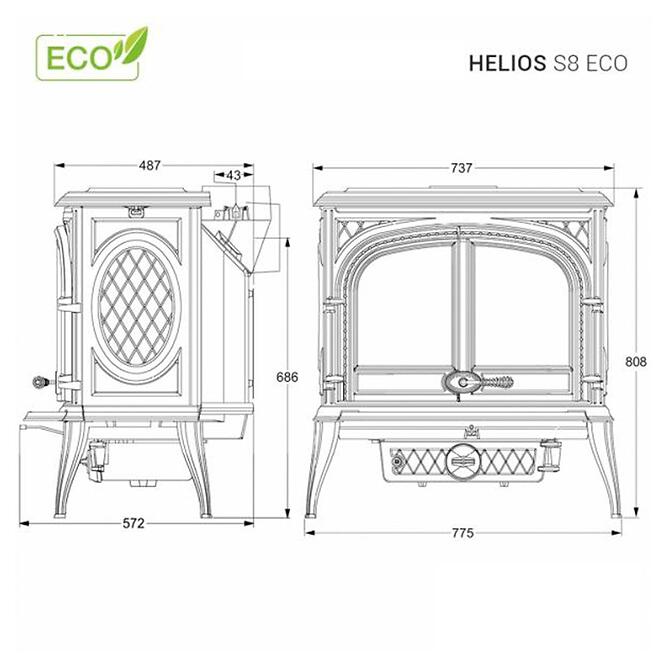 Krbové kachle Premium HELIOS 13,9 kW Eco