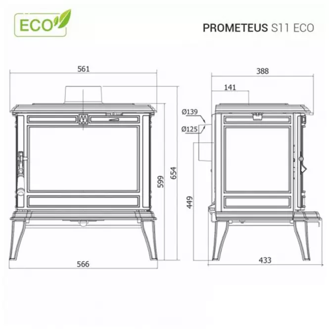 Krbové kachle Premium PROMETEUS 8.5kW Eco