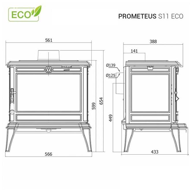 Krbové kachle Premium PROMETEUS 8.5kW Eco