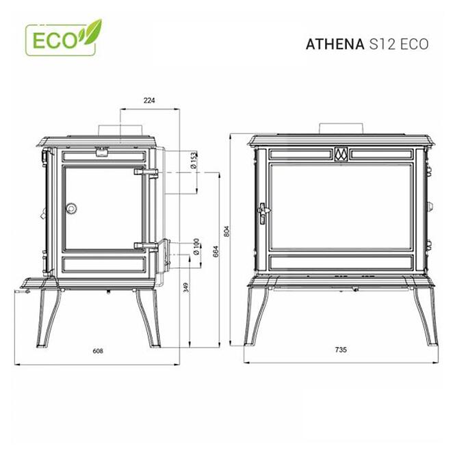 Krbové kachle Premium ATHENA 12,3 kW Eco