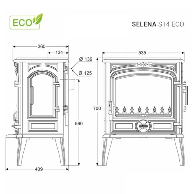 Krbové kachle Premium SELENA 6,5 kW ECO