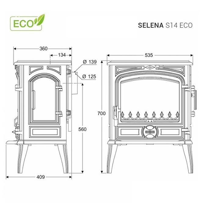 Krbové kachle Premium SELENA 6,5 kW ECO
