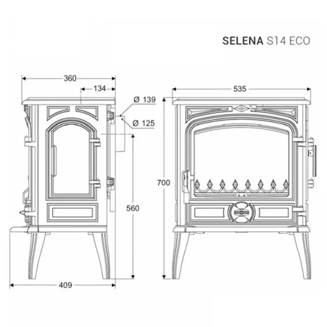 Krbové kachle Premium SELENA 6,5 kW