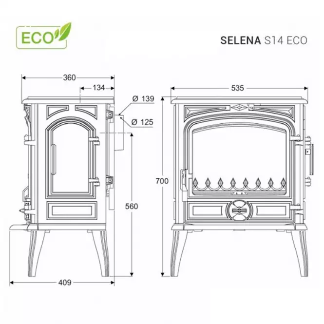 Krbové kachle Premium SELENA 6.5kW ECO