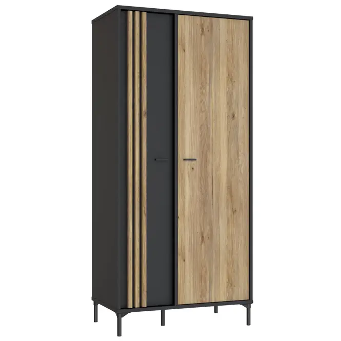Skriňa Figila 92cm- dub mauvella/čierna, dvojdverová