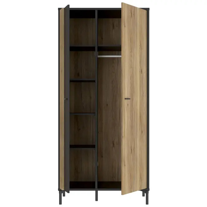 Skriňa Figila 92cm- dub mauvella/čierna, dvojdverová,3