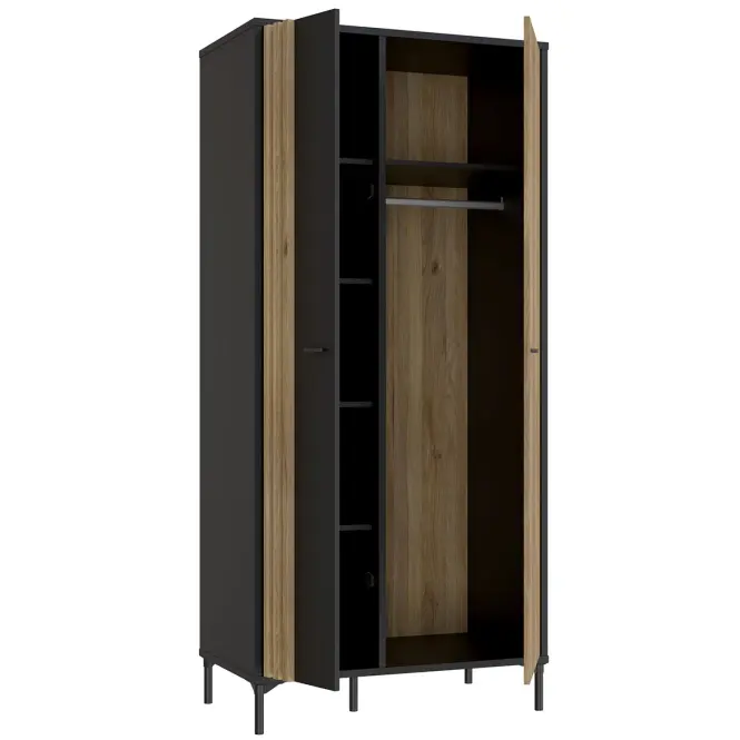 Skriňa Figila 92cm- dub mauvella/čierna, dvojdverová,4