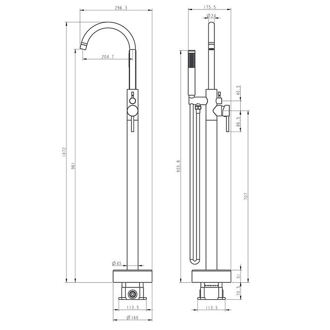 Batéria vaňová voľne stojaca Evra čierna,2