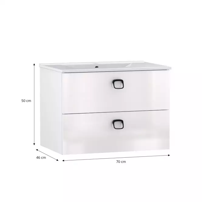 Kúpeľňová zostava Teone 70 2S biela,2