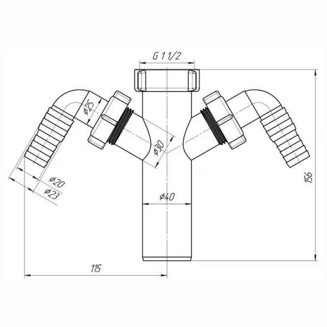 Konektor sifonu GW 1 1/2˝ x fi 40 mm