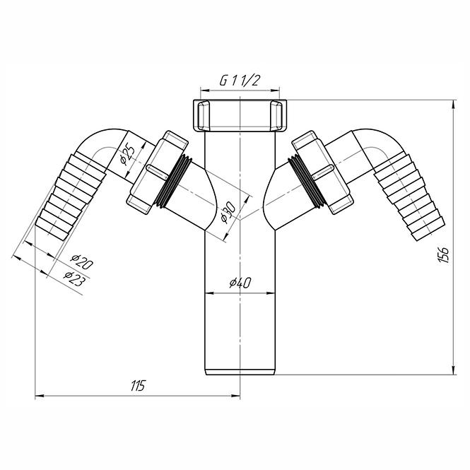 Konektor sifonu GW 1 1/2˝ x fi 40 mm