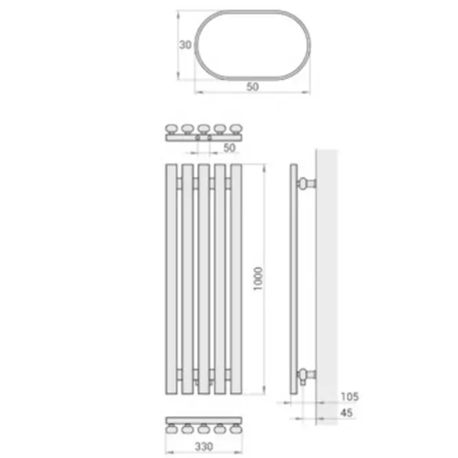 Kúpeľňový radiátor Lazur LA100/33 D5 1000x330 mm biela,4