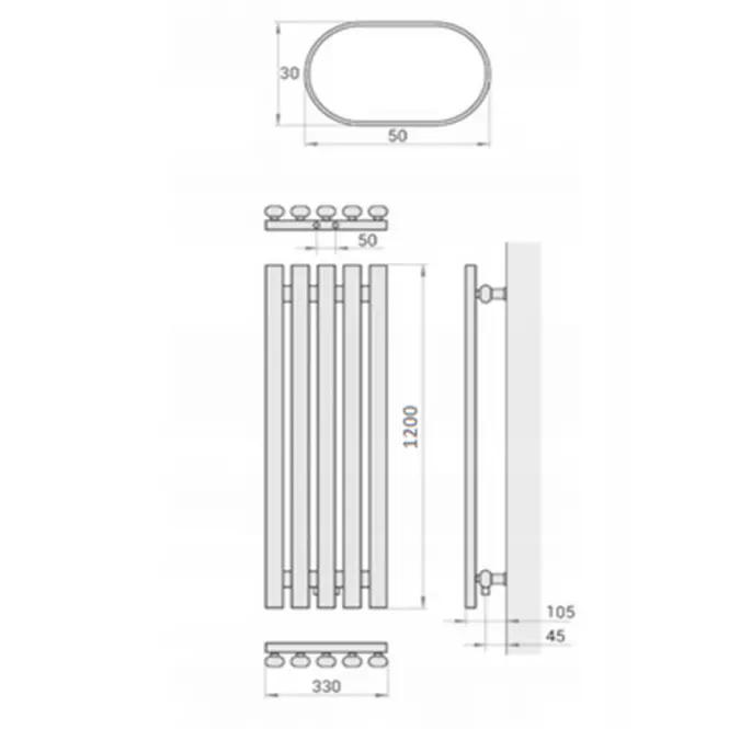 Kúpeľňový radiátor Lazur LA120/33 D5 1200x330 mm biela,4