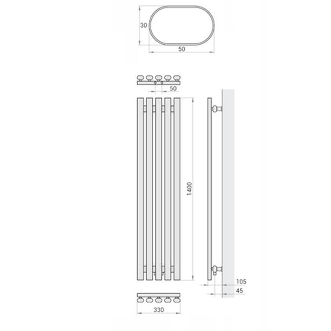 Kúpeľňový radiátor Lazur LA140/33 D5 1400x330 mm biela
