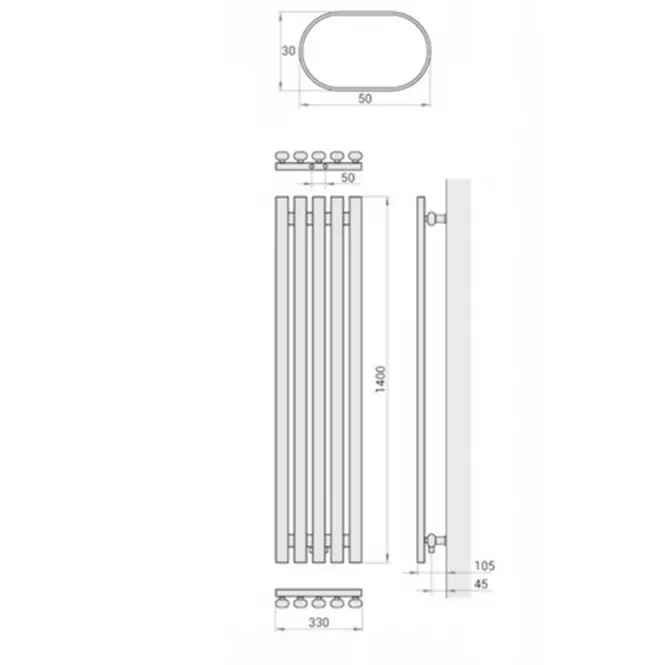 Kúpeľňový radiátor Lazur LA140/33 D5 1400x330 mm biela,4