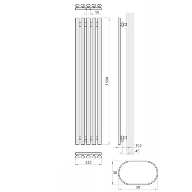 Kúpeľňový radiátor Lazur LA160/33 D5 1600x330 mm biela