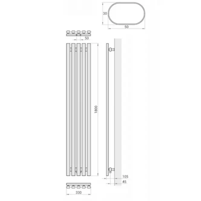 Kúpeľňový radiátor Lazur LA180/33 D5 1800x330 mm biela,4
