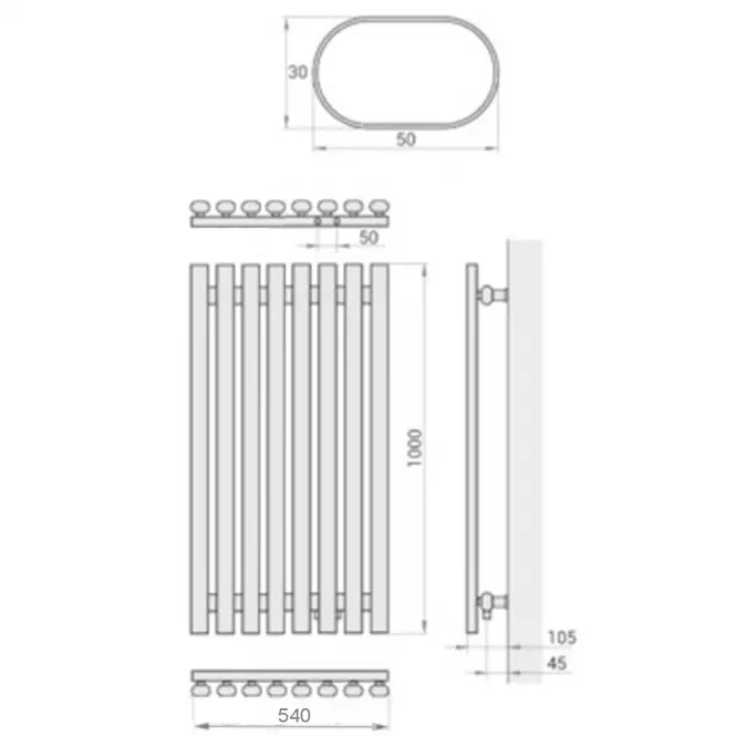Kúpeľňový radiátor Lazur LA100/54 D5 1000x540 mm biela,2