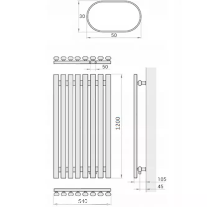 Kúpeľňový radiátor Lazur LA120/54 D5 1200x540 mm biela,2