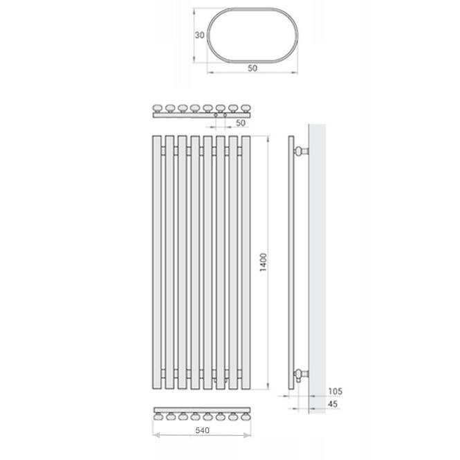 Kúpeľňový radiátor Lazur LA140/54 D5 1400x540 mm biela
