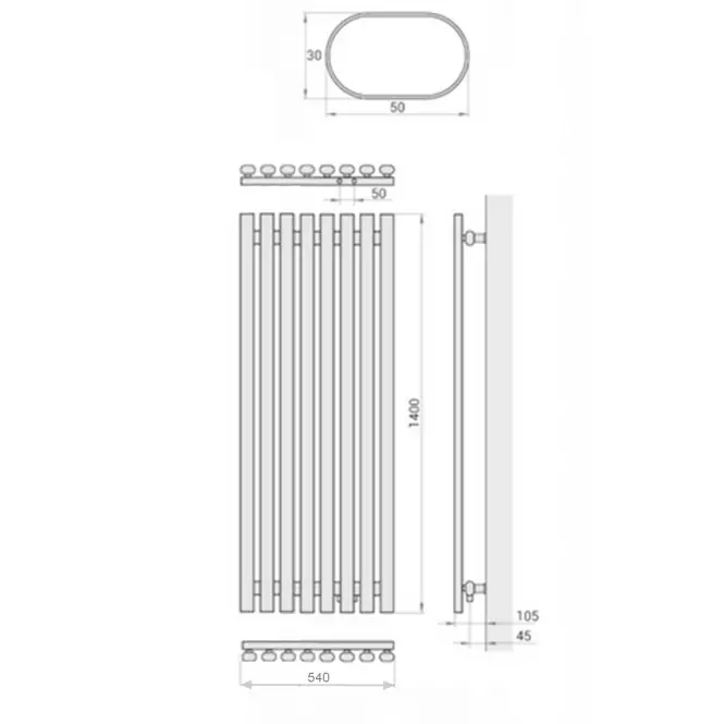 Kúpeľňový radiátor Lazur LA140/54 D5 1400x540 mm biela,2