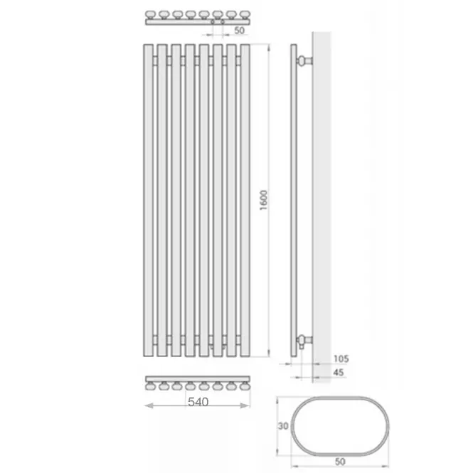 Kúpeľňový radiátor Lazur LA160/54 D5 1600x540 mm biela