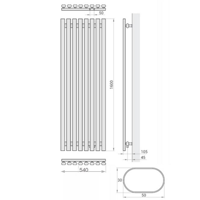 Kúpeľňový radiátor Lazur LA160/54 D5 1600x540 mm biela