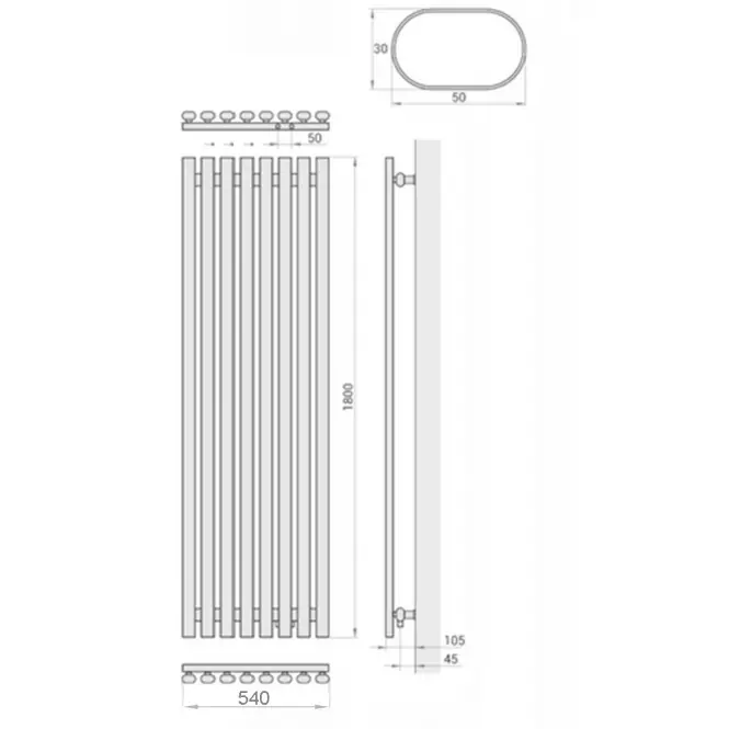 Kúpeľňový radiátor Lazur LA180/54 D5 1800x540 mm biela