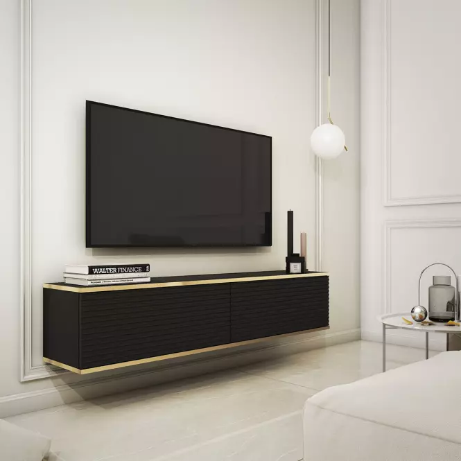 Skriňa RTV Oro 135 MDF čierna,3