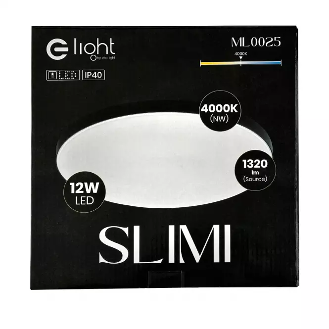 Stropnica SLIMI 12W 4000K čierna