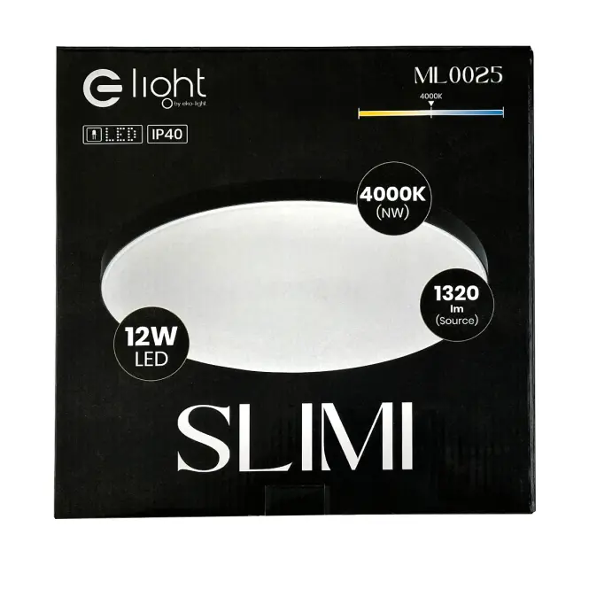 Stropnica SLIMI 12W 4000K čierna,6