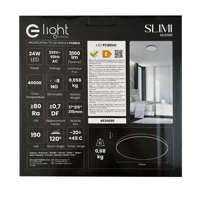 Stropnica SLIMI 24W 4000K čierna,7