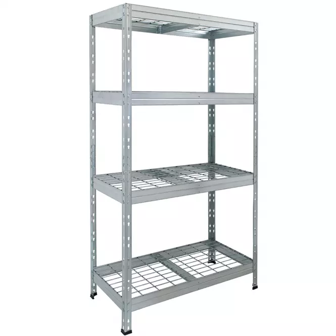 Kovový regál RIMS300 EB38 pozinkovaný 180x90x45 cm – 4 police/300 kg