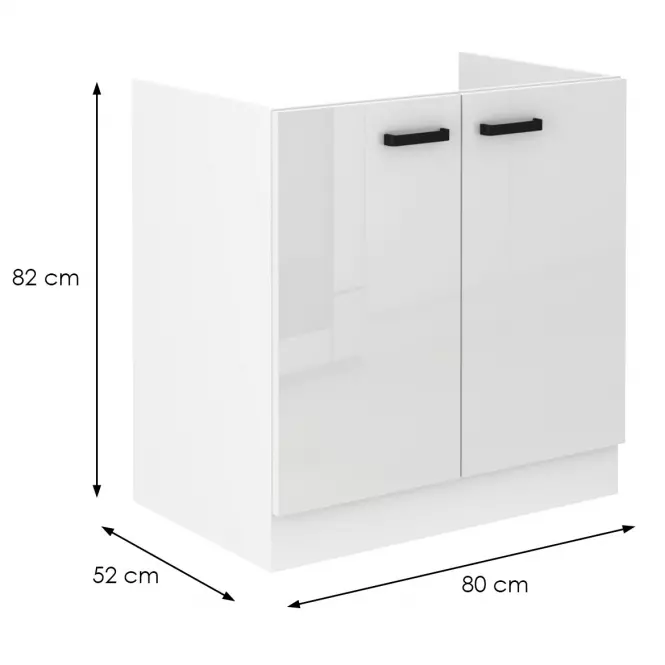 Kuchynská skrinka MIA biely lesk/biely 80zl 2f bb,2
