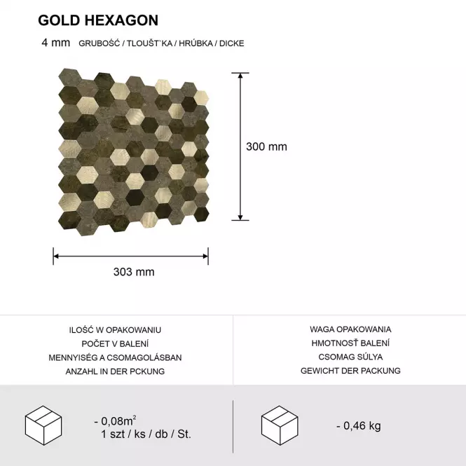 Dekoračný samolepiaci panel Mood Gold Hexagon