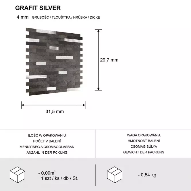 Dekoračný samolepiaci panel Mood Grafit Silver,4