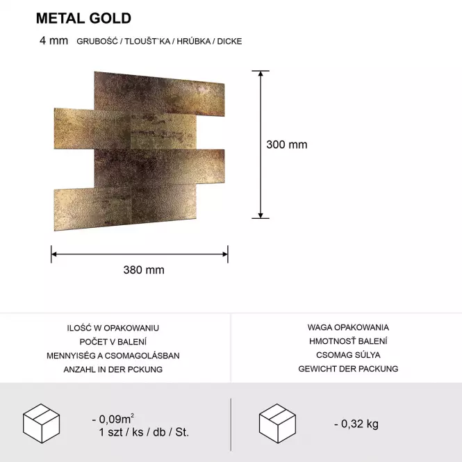 Dekoračný samolepiaci panel Mood Metalic Gold,4